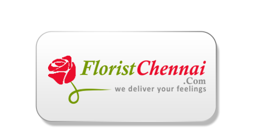 Red Rose With Green Stem, Followed by 'Florist Chennai' Written In Green And Red Combination And Their Tag Line 